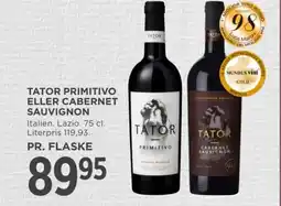 MENY Tator primitivo eller cabernet sauvignon tilbud