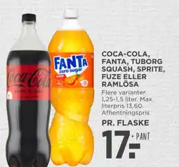 MENY Coca-cola, fanta, tuborg squash, sprite, fuze eller ramlösa tilbud