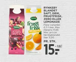 MENY Rynkeby blandet saft, drik, frugtfrisk, zero eller lemonade tilbud