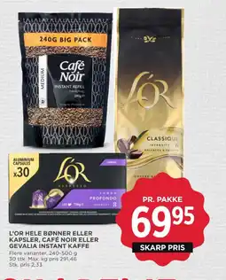 MENY L'or hele bønner eller kapsler, café noir eller gevalia instant kaffe tilbud