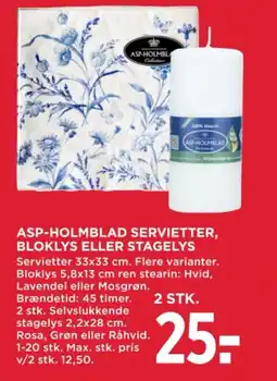 MENY Asp-holmblad servietter, bloklys eller stagelys tilbud