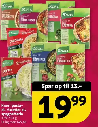 Knorr pasta- el. risretter el. spaghetteria