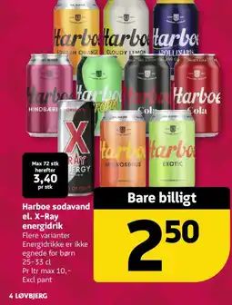 Løvbjerg Harboe sodavand el. X-Ray energidrik tilbud