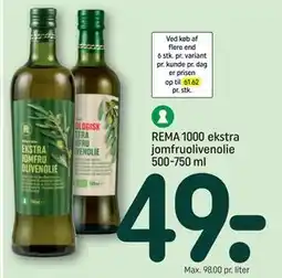 REMA 1000 REMA 1000 ekstra jomfruolivenolie 500-750 ml tilbud