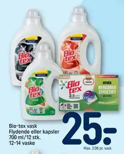 REMA 1000 Bio-tex vask Flydende eller kapsler 700 ml/12 stk. 12-14 vaske tilbud