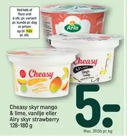 REMA 1000 Cheasy skyr mango & lime, vanilje eller Airy skyr strawberry 128-180 g tilbud