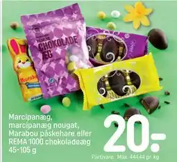 REMA 1000 Marcipanæg, marcipanæg nougat, Marabou påskehare eller REMA 1000 chokoladeæg 45-105 g tilbud