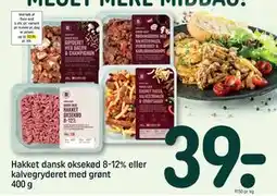 REMA 1000 Hakket dansk oksekød 8-12% eller kalvegryderet med grønt 400 g tilbud