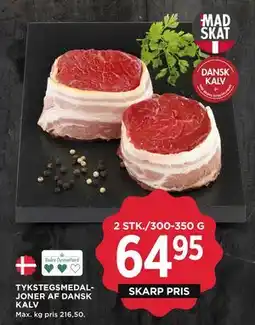 MENY TYKSTEGSMEDALJONER AF DANSK KALV tilbud