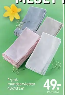 REMA 1000 4-pak mundservietter 40x40 cm tilbud