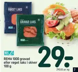 REMA 1000 REMA 1000 gravad eller røget laks i skiver 100 g tilbud