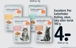 REMA 1000 Excellent Pet kattefoder Kylling, okse, laks eller torsk 100 g tilbud
