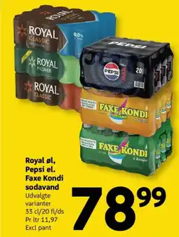Løvbjerg Royal øl, Pepsi el. Faxe Kondi sodavand tilbud