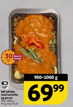 Løvbjerg Bøf whisky med kartofler og porrer tilbud