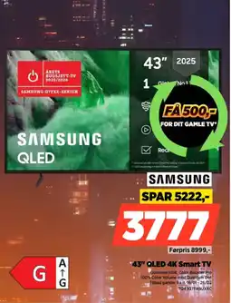 Power SAMSUNG 43" QLED 4K Smart TV TQ43Q7F4BUXXC tilbud