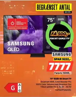 Power SAMSUNG 75" QLED 4K Smart TV TQ75Q7F5AUXXC tilbud