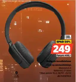 Power JBL Bluetooth-hovedtelefoner JBLT5208TBLK tilbud