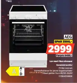 Power AEG Keramisk komfur CCB6400BBW tilbud