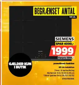 Power SIEMENS 60 cm induktion EH651BEB6E tilbud