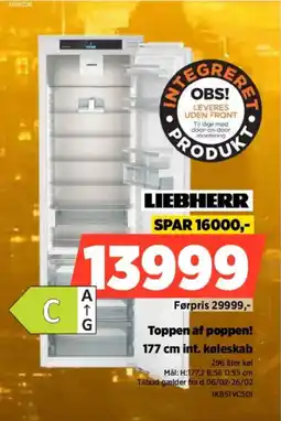 Power LIEBHERR 177 cm int. køleskab IKB51VC501 tilbud