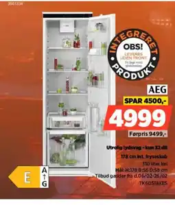 Power AEG 178 cm int. fryseskab TK6DS18XES tilbud