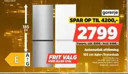 Power Gorenje 185 cm køle-/fryseskab NRKE62XL/NRKE62W tilbud