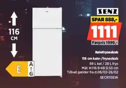 Power SENZ Kølefryseskab SECR113EW tilbud