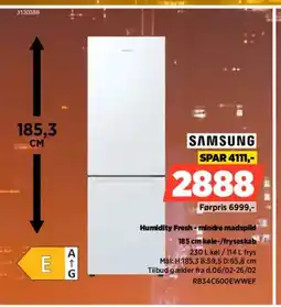 Power SAMSUNG 185 cm køle-/fryseskab RB34C600EWWEF tilbud