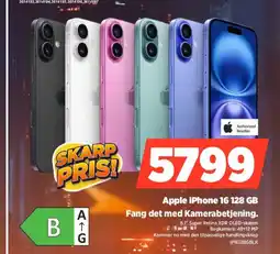 Power Apple iPhone 16 128 GB IP16128GBLK tilbud