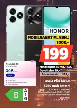 Power HONOR X5c 4 Plus 64 GB 5109BYFD tilbud