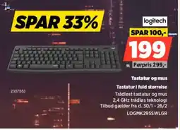 Power Logitech Tastatur og mus LOGMK295SWLGR tilbud