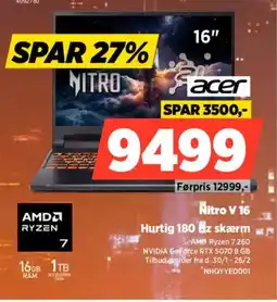 Power ACER Nitro V 16 NHQYYED001 tilbud