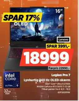 Power Lenovo Legion Pro 7 83F5001FMX tilbud