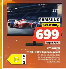 Power Samsung 27" skærm 100 hz ips-lignende panel tilbud