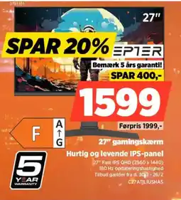 Power Cepter 27" gamingskærm hurtig og levende ips-panel tilbud