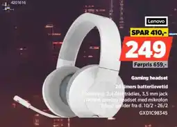 Power Lenovo gaming headset 20 timers batterilevetid tilbud