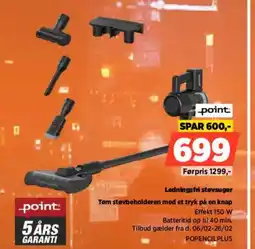 Power Point ledningsfri støvsuger tom støvbeholderen med et tryk på en knap tilbud