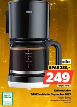 Power Braun kaffemaskine tænk testvinder september 2023 tilbud