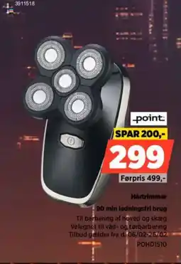 Power Point Hårtrimmer 90 min ledningsfri brug tilbud