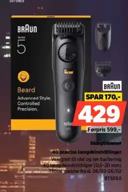 Power Braun Skægtrimmer 40 præcise længdeindstillinger tilbud