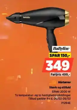 Power BaByliss Hårtørrer Stærk og stilfuld tilbud