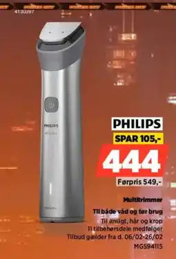 Power Philips Multitrimmer Til både våd og tør brug tilbud
