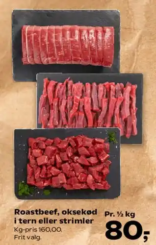 SuperBrugsen Roastbeef, oksekød i tern eller strimler tilbud