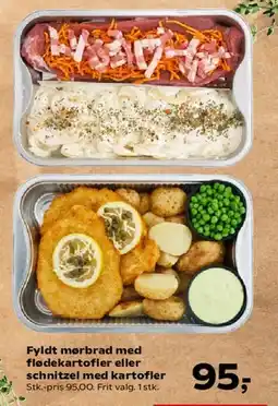 SuperBrugsen Fyldt mørbrad med flødekartofler eller schnitzel med kartofler tilbud