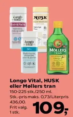 SuperBrugsen Longo Vital, HUSK eller Møllers tran tilbud