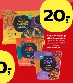 Kvickly Coop dumplings eller Asia cubes tilbud