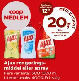 SuperBrugsen Ajax rengøringsmiddel eller spray tilbud