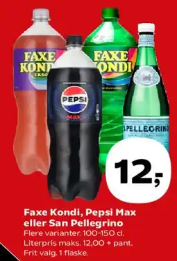 Kvickly Faxe Kondi, Pepsi Max eller San Pellegrino tilbud