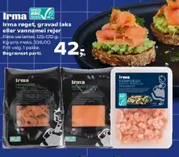 SuperBrugsen Irma røget, gravad laks eller vannamei rejer tilbud