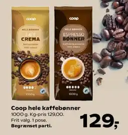 Kvickly Coop hele kaffebønner tilbud
